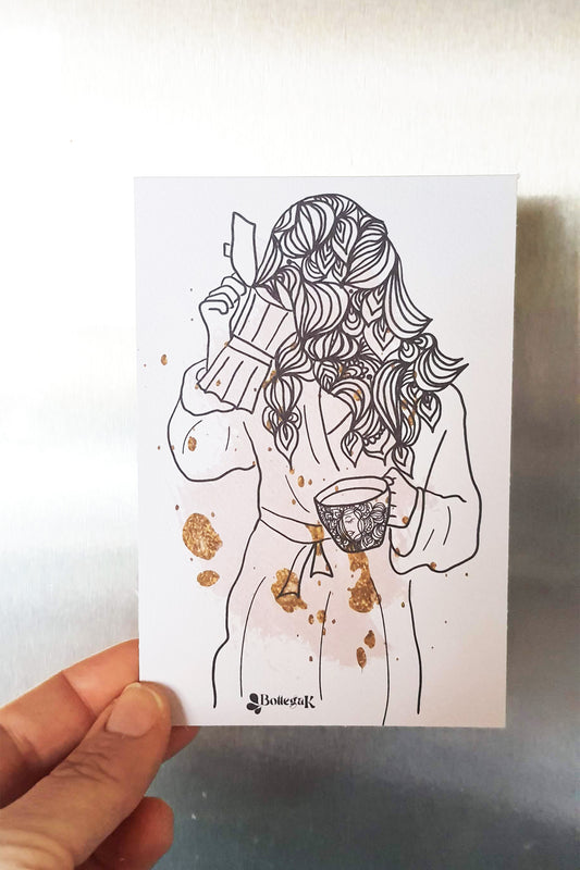 Cartolina caffè donna moka